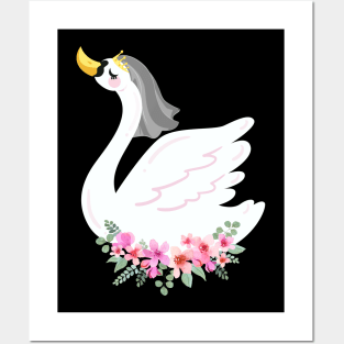 Getting Married Bride And Groom Animal Ducks Birds Swans Wedding Party Posters and Art